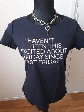 ONLY blauw friday tekst shirt tshirt top maat M 38 zgan beschikbaar voor biedingen