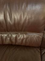 Mooie bruine lederen bank - Bankset, Gebruikt, 75 tot 100 cm, Ophalen of Verzenden, Rechte bank