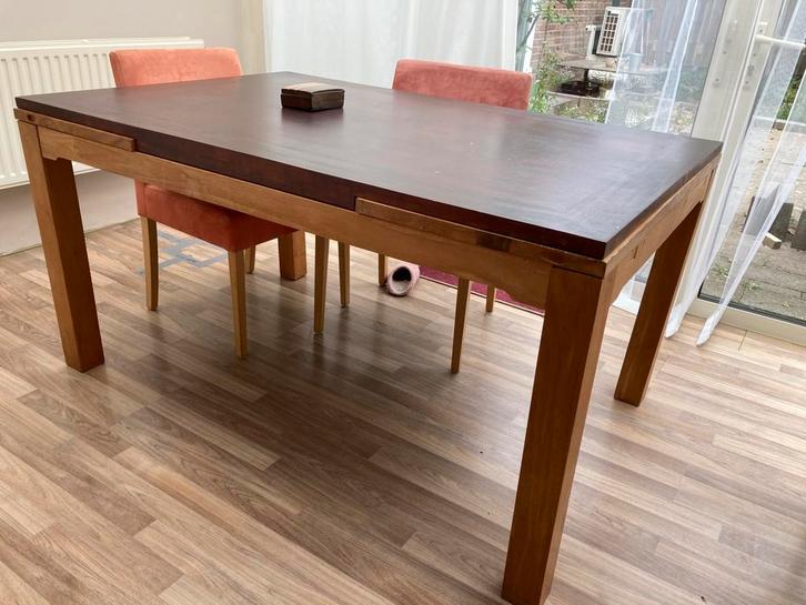 Teakhouten eettafel te koop, Huis en Inrichting, Tafels | Eettafels, Gebruikt, 100 tot 150 cm, 150 tot 200 cm, Vijf personen of meer
