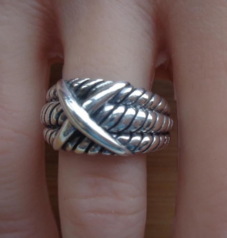 zilveren heren ring met kruis [707], Sieraden, Tassen en Uiterlijk, Ringen, Zo goed als nieuw, Heer, 19 tot 20, Zilver, Zilver