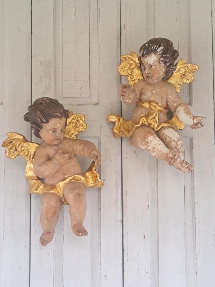 Antieke Houten Engelen, Antiek en Kunst, Curiosa en Brocante, Ophalen of Verzenden