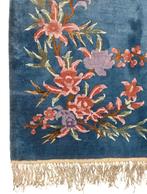 Handgeknoopt Oriental zijde tapijt blue floral 94x155cm, Zo goed als nieuw, Onbekend, Onbekend, 150 tot 200 cm