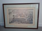 Lithografie "Gezicht a vol d'oiseau op het Binnenhof", Antiek en Kunst, Kunst | Etsen en Gravures, Ophalen