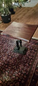 Bijzettafeltje met massief houten blad, Huis en Inrichting, Tafels | Bijzettafels, Minder dan 55 cm, Zo goed als nieuw, Overige vormen