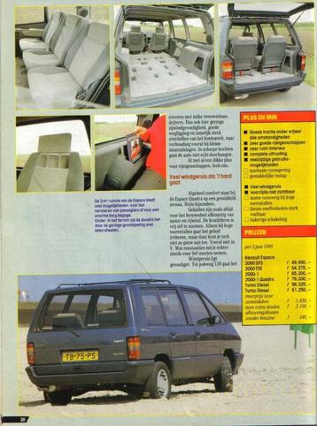 Autokampioen test Renault Espace 2000-1 Quadra 1988 beschikbaar voor biedingen