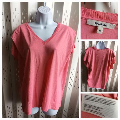XL GARCIA roze dames t-shirt top shortsleeve v-hals!, Kleding | Dames, T-shirts, Zo goed als nieuw, Maat 46/48 (XL) of groter