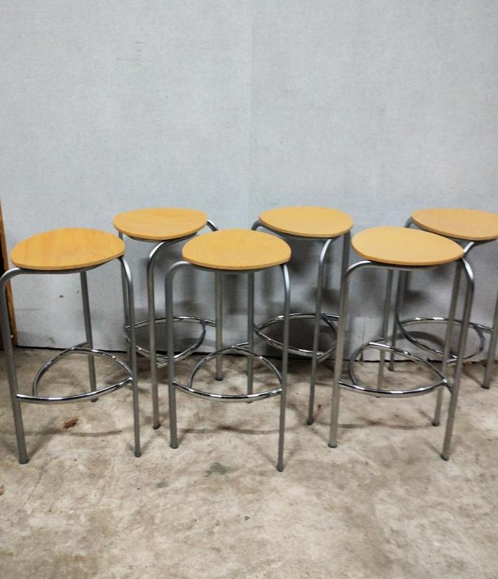 6x hoge kruk barkruk design CAR Projectmeubelen, Huis en Inrichting, Krukjes, Zo goed als nieuw, Hout, Ophalen of Verzenden