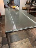 Glazen Tafel met geribbeld glas. 200x100cm, Huis en Inrichting, Tafels | Eettafels, Ophalen, 100 tot 150 cm, 50 tot 100 cm, Rechthoekig