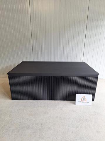 Luxe moderne eikenlook salontafel 120x80x45cm mat zwart