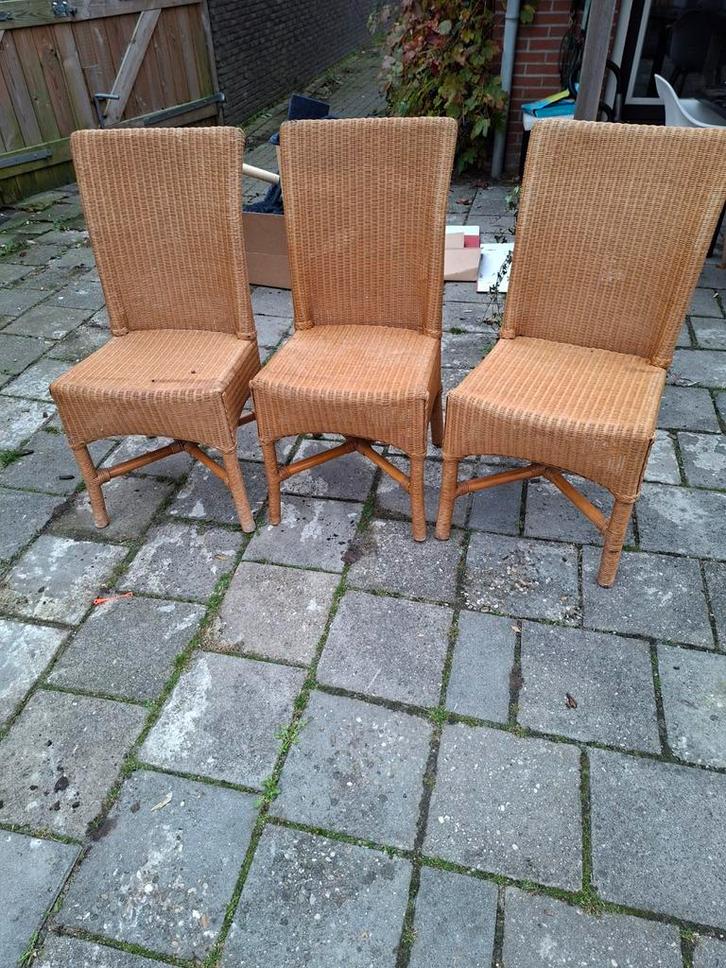 Rieten stoelen, Huis en Inrichting, Stoelen, Gebruikt, Vijf, Zes of meer stoelen, Riet of Rotan, Bruin, Ophalen