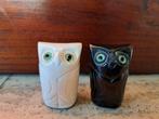 Wit en zwart uiltje met lichtgroene glazen ogen, Ophalen of Verzenden, Zo goed als nieuw, Dier