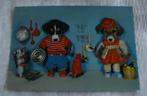 Kinderkaart aangeklede hondjes keuken, Verzamelen, Ansichtkaarten | Themakaarten, Ophalen of Verzenden, Voor 1920, Ongelopen, Overige thema's