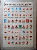 Geplastificeerde poster Know your Road Signs verkeersborden, Ophalen of Verzenden, Zo goed als nieuw