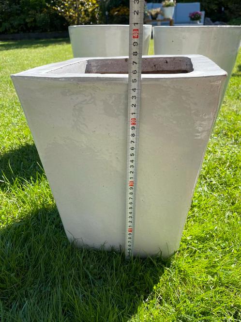 Vierkante Keramieken Bloempot, Tuin en Terras, Bloembakken en Plantenbakken, Gebruikt, Steen, Binnen, 30 tot 60 cm, Minder dan 60 cm