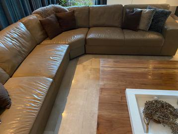 Leren hoekbank taupe/beige beschikbaar voor biedingen
