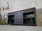 XL Industrieel Dressoir Groot | Lage Kast Zwart Ladenkast 2, 150 tot 200 cm, 25 tot 50 cm, Gebruikt, Ophalen of Verzenden