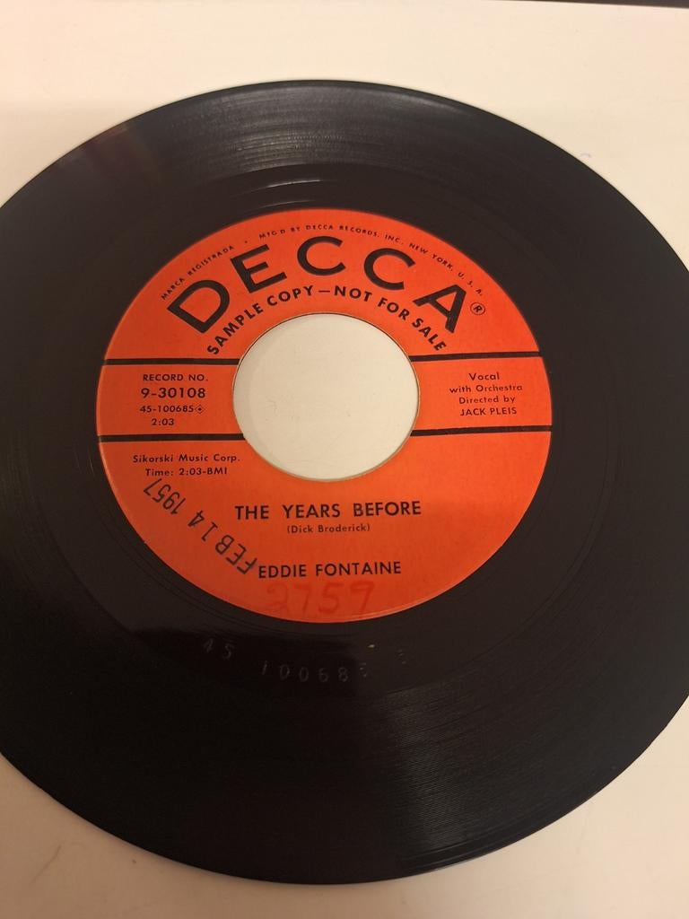 Eddie Fontaine - The years before, 1957., Verzenden, 1940 tot 1960, Overige formaten, Blues