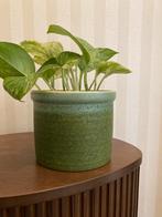 Vintage bloempot met prachtig kleurverloop groen/ blauw, Rond, Ophalen of Verzenden, Zo goed als nieuw, Aardewerk