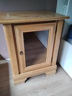 Massief hout vitrine / kast, 85 x 66 x 52 cm met glasvenster, Ophalen