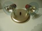 Seventies 2- lamps wandlamp of plafondlamp, Verzenden kan, Ophalen, Gebruikt, Glas, Seventies