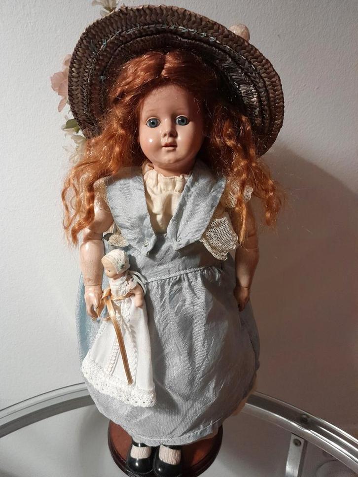 Antiek popje Schutzmarke Schildpad 32 cm, Verzamelen, Poppen, Gebruikt, Pop, Ophalen of Verzenden