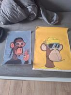 Aap posters (kan ook apart gekocht worden), Huis en Inrichting, Ophalen of Verzenden, Zo goed als nieuw, Schilderij, Minder dan 50 cm