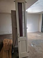 Hardhouten Klapdeuren ( 2stuks) met glas en scharnier, Doe-het-zelf en Verbouw, Deuren en Horren, Ophalen, 80 tot 100 cm, Binnendeur