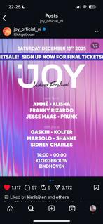 1x kaartje joy klokgebouw 13 december, Tickets en Kaartjes, Evenementen en Festivals, Eén persoon