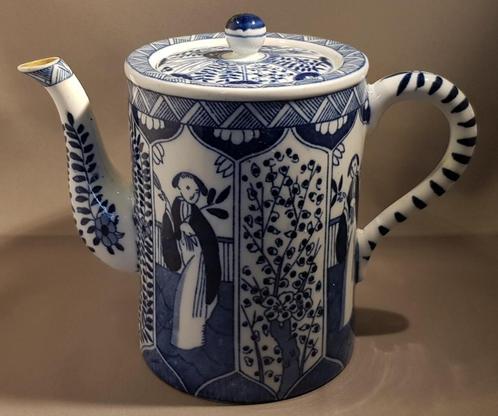 Antieke 'Lange Lijs' Delfts Blauw Chinese Theepot, Antiek en Kunst, Antiek | Servies los, Ophalen of Verzenden