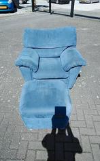 Blauwe stoel met voetensteun, Huis en Inrichting, Ophalen, Gebruikt, Blauw, .