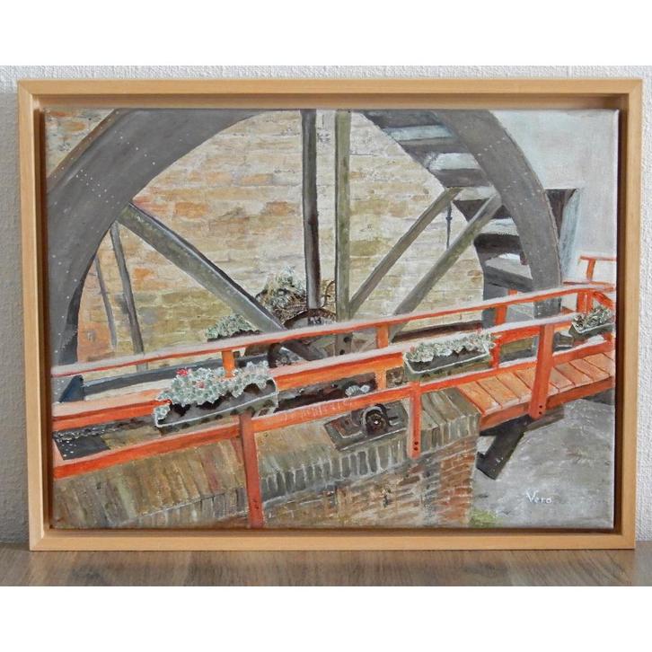 Schilderij watermolen Maastricht, Antiek en Kunst, Kunst | Schilderijen | Klassiek, Ophalen of Verzenden