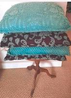 4 nieuwe kussens, 2 aqua en 2 aqua met bruin, Verzenden, Nieuw, Blauw, Vierkant