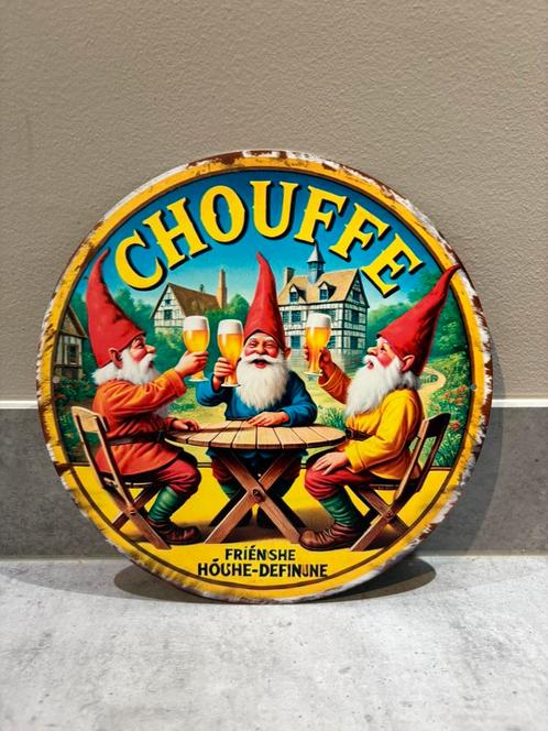 Mancave Bar Café Wanddecoratie metalen bordje La Chouffe, Verzamelen, Merken en Reclamevoorwerpen, Zo goed als nieuw, Reclamebord