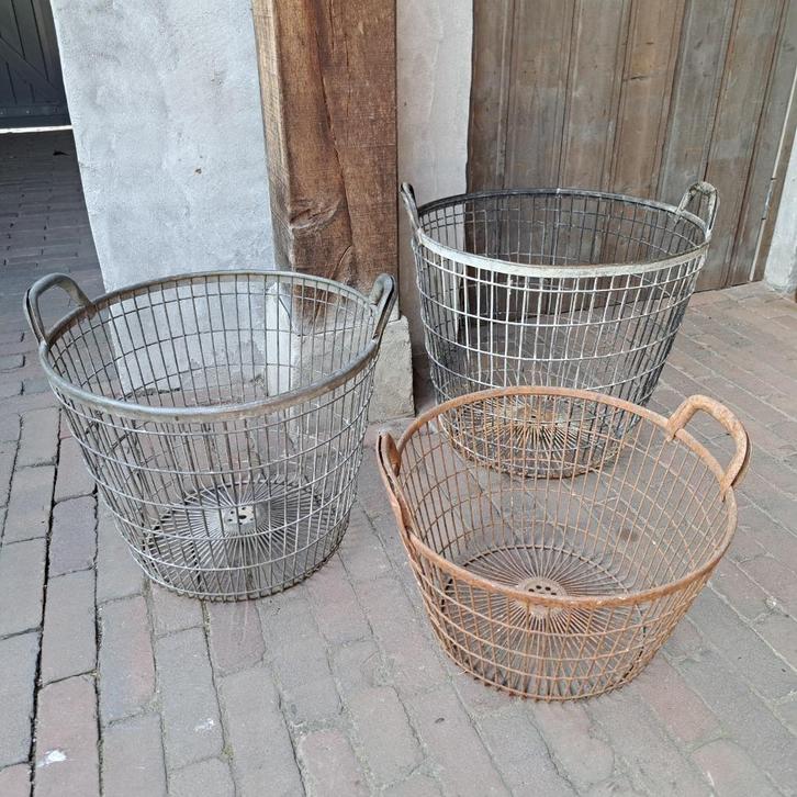 Oude brocante zinken mand aardappelmand draadmand *Etage3*, Huis en Inrichting, Woonaccessoires | Overige, Gebruikt, Ophalen of Verzenden