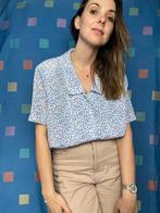 Vintage blouse - blauw - wit - gekleurde print - oversized, Kleding | Dames, Blouses en Tunieken, Gedragen, Blauw, Maat 42/44 (L)