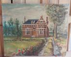 Oud schilderij Olieverf op doek ,oude woning,gesigneerd, Antiek en Kunst, Ophalen of Verzenden