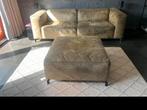 Luxe Bank micro leder met hocker van Goossens, Gebruikt, Ophalen of Verzenden, 200 tot 250 cm, Leer