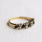 Vintage 9K gouden half eternity ring saffier & CZ - 17, Sieraden, Tassen en Uiterlijk, Ringen, Ophalen of Verzenden, Zo goed als nieuw