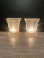 Vintage, antieke glazen waxinelichthouder, houders, Ophalen of Verzenden