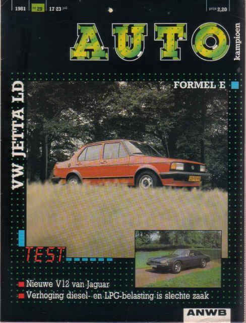 Autokampioen 29 1981 : VW Jetta LD Formel E - Jaguar V12, Boeken, Auto's | Folders en Tijdschriften, Gelezen, Algemeen, Ophalen of Verzenden