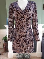 ST Studio prachtige luipaard fluweel print jurk mt 36 S, Bruin, Verzenden, Zo goed als nieuw, Knielengte