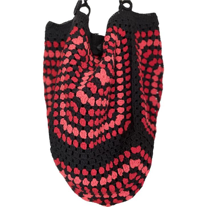 Gehaakte zwart rood rond shopper tas, Sieraden, Tassen en Uiterlijk, Tassen | Damestassen, Nieuw, Shopper, Rood, Verzenden