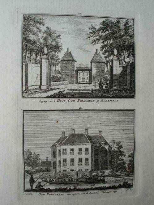281-282 / Oestgeest Huis Huis Oud Poelgeest Kopergravure, Antiek en Kunst, Kunst | Etsen en Gravures, Ophalen of Verzenden