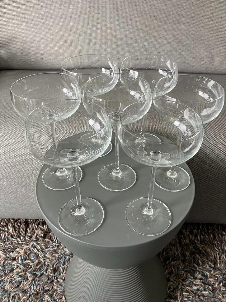 7 x kristallen coupes op hoog been, Antiek en Kunst, Antiek | Glas en Kristal, Ophalen of Verzenden
