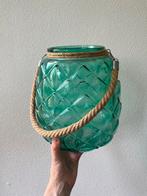 Blauw/Groene Vaas met Touw, Ophalen, Minder dan 50 cm, Groen, Glas