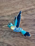Broche Sierspeld Kolibrie Vogel Blauw Emaille 4 cm, Ophalen of Verzenden, Nieuw, Blauw, Overige materialen
