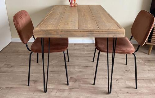 2 eetkamer stoelen roest/oud roze velvet, Huis en Inrichting, Stoelen, Zo goed als nieuw, Twee, Stof, Overige kleuren, Ophalen