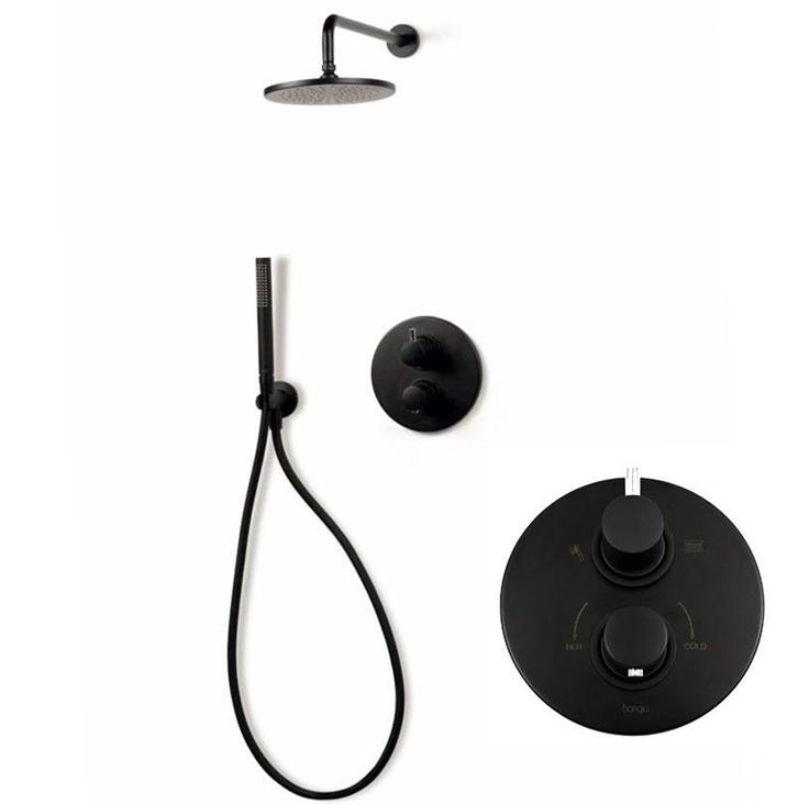 Bongio Squadra  regendoucheset met thermostaat, mat zwart, Doe-het-zelf en Verbouw, Sanitair, Nieuw, Douche, Ophalen of Verzenden