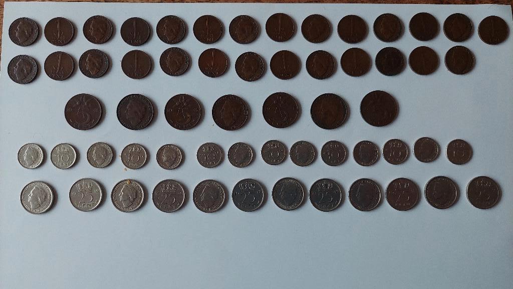 60 Wilhelmina muntjes uit 1948, Ophalen of Verzenden, Koningin Wilhelmina, Overige waardes, Losse munt