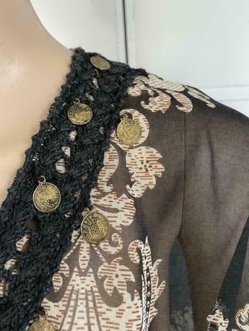 B228 CARLING blouse tuniek top zwart/bruin/beige Maat 40=M beschikbaar voor biedingen